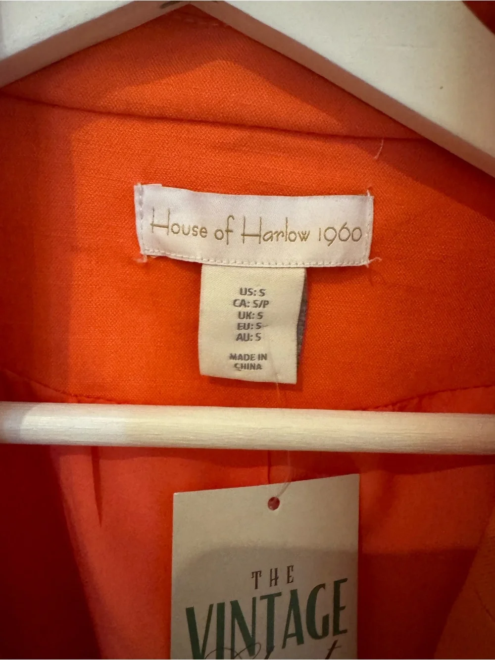House of Harlow 1960 Orange Double-Breasted Blazer with Gold Buttons